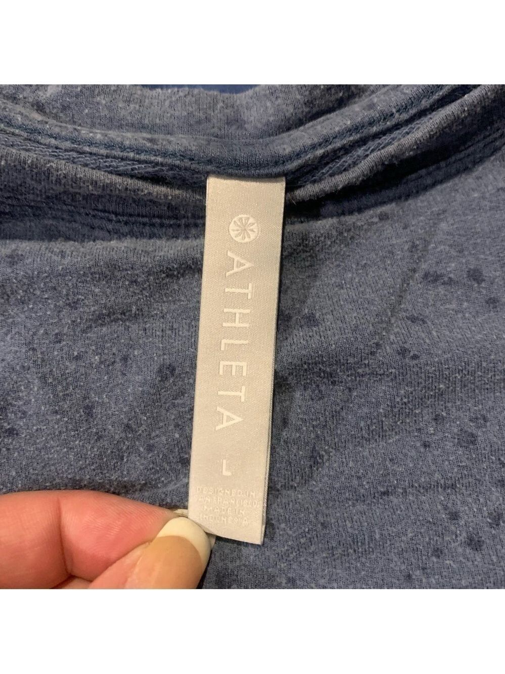ATHLETA Studio to Street Blue Paint Splatter Crewneck Top size large - Picture 6 of 7